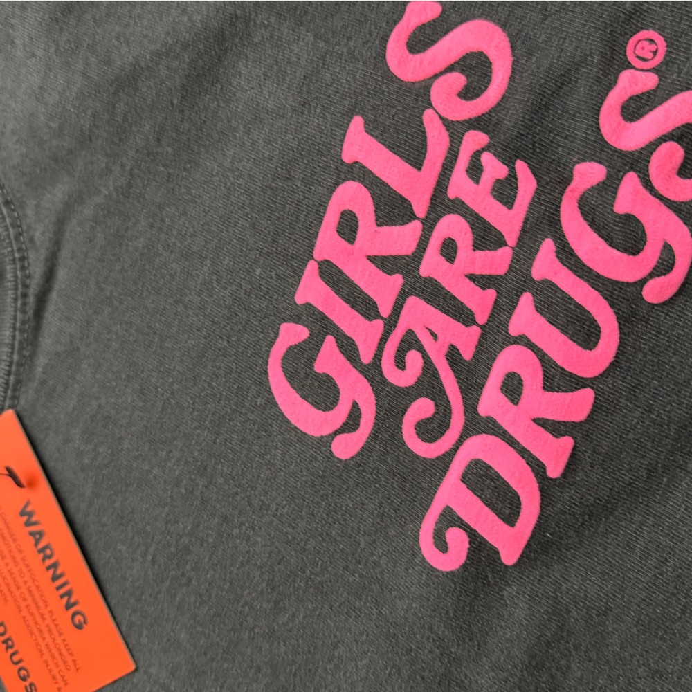 Girls Are Drugs Gray Graphic Tee with Pink & Green Print (NWT) - Picture 2 of 6